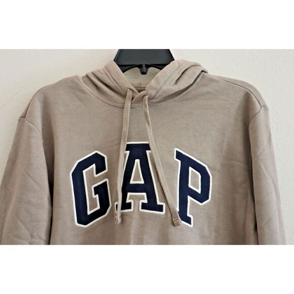 GAP 646844-47 Men's Sz Small Cool Brown/Beige Logo Pullover Hoodie - Picture 4 of 6